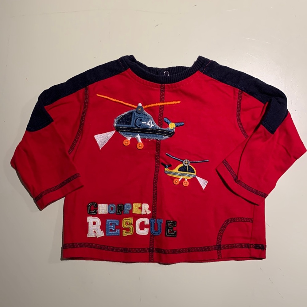 All Mine Boys 18M Chopper Rescue Red Long Sleeve T-Shirt